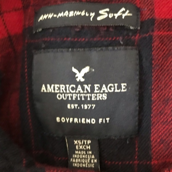American Eagle Ahh-Mazingly Soft Boyfriend Fit Button-Down Plaid Flannel… - Picture 7 of 7